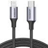 Кабель UGREEN US304 USB Type-C - Lightning, 2м (чёрный) (Алюминиевый корпус + нейлоновая оплетка)
