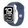 Apple Watch Series 10 GPS, 46mm корпус серебристый / синий силиконовый ремешок Sport Band (S/M)