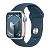 Apple Watch Series 9 GPS, 41mm Silver Aluminium Case with Storm Blue Sport Band M/L (Серебристый/Син